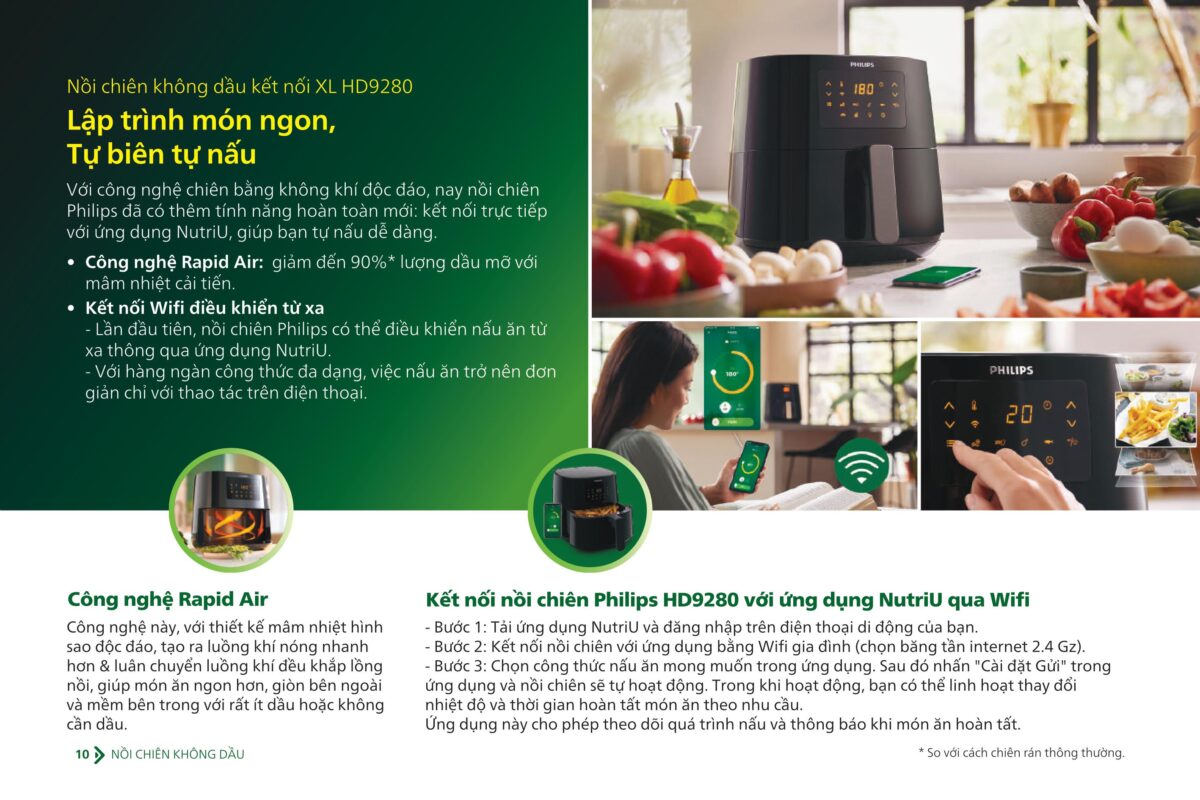 Nồi chiên không dầu Philips HD9280/90 | bách Hoá Điện