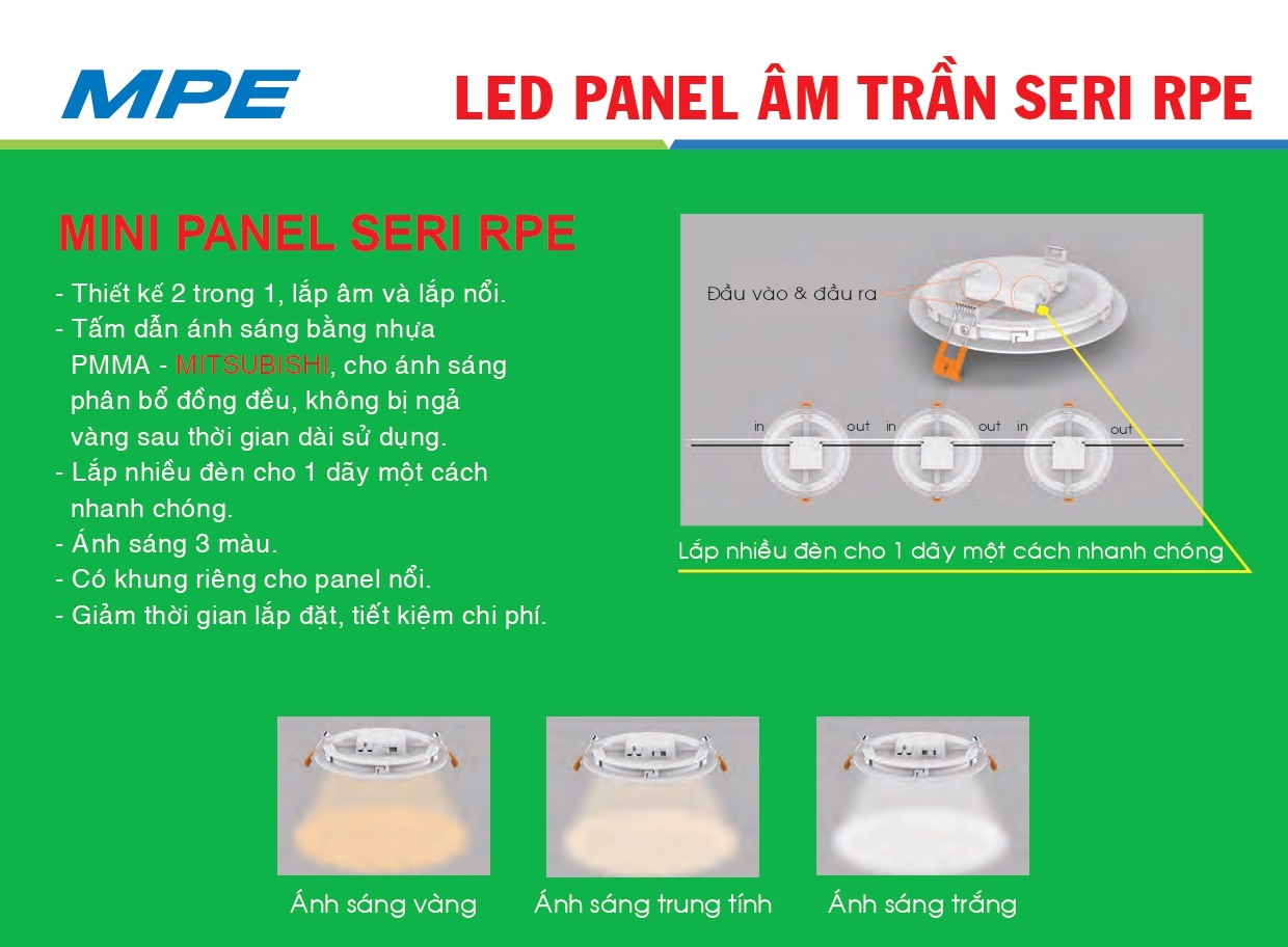 Đèn led âm trần MPE RPE 6W | Bách Hoá Điện